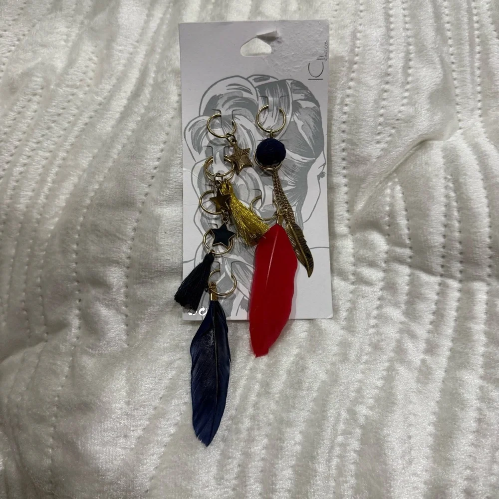 10 for $10 Claire's Gold and Red Feather Hair Accessories